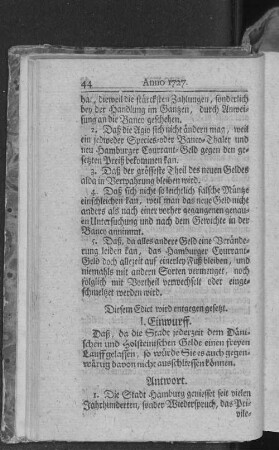 I. Entwurff.
