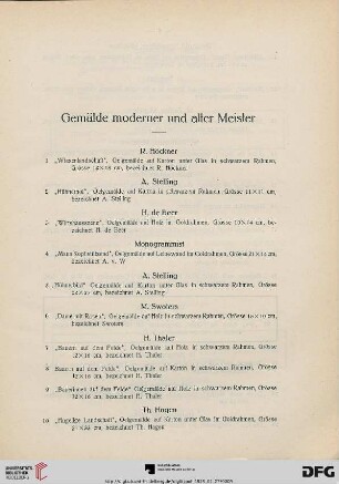 Gemälde moderner und alter Meister (Nr. 1-156)
