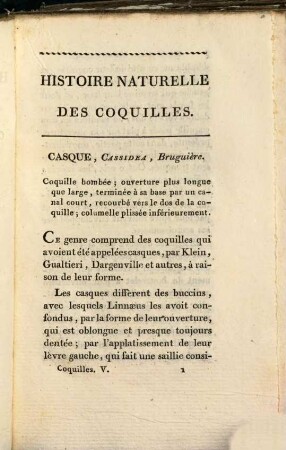Histoire naturelle des coquilles : contenant leur description, les moeurs des animaux qui les habitent et leurs usages ; avec figures dessinées d'après nature, 5