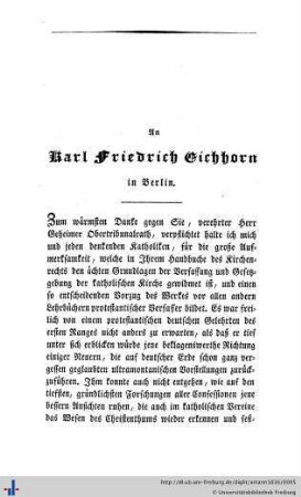 An Karl Friedrich Eichhorn in Berlin.