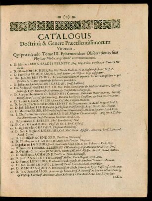 Catalogus ... Virorum, Qui ... Observationes suas ... communicarunt.