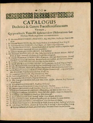 Catalogus ... Virorum, Qui ... Observationes suas ... communicarunt.