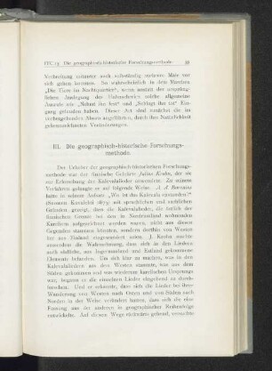 III. Die geographisch-historische Forschungsmethode.