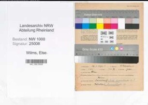 Entnazifizierung Else Wilms, geb. 26.01.1890 (Verw.Angestellte)