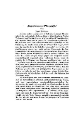 "Experimentier-Pädagogik"