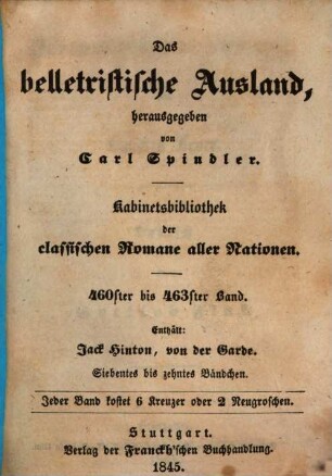 Unsere Tischgenossenschaft, 1,7/10. Jack Hinton, von der Garde