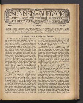 Heft 8. 14. Jahrgang. Mai 1912