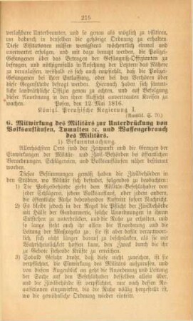 G. Mitwirkung des Militärs zur Unterdrückung von Volksaufläufen, Tumulten und Waffengebrauch des Militärs
