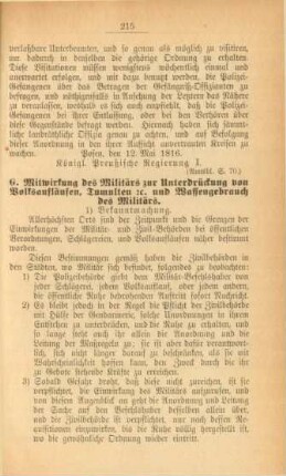 G. Mitwirkung des Militärs zur Unterdrückung von Volksaufläufen, Tumulten und Waffengebrauch des Militärs