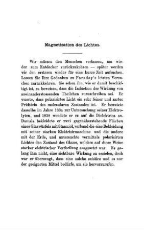 Magnetisation des Lichtes.
