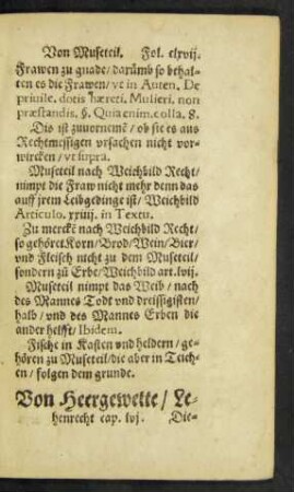 Von Heergewette/ Lehenrecht cap. lvi.
