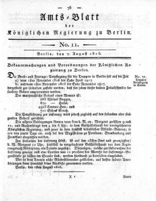 No 11, 7. August 1816