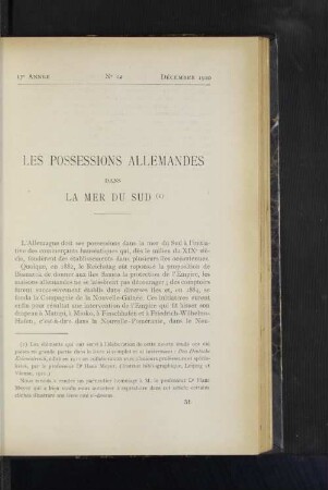 Les Possessions Allemandes Dans La Mer Du Sud.