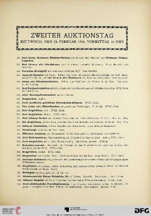 Zweiter Auktionstag: Mittwoch, den 24. Februar 1904, vormittag 10 Uhr (Nr. 182-360)