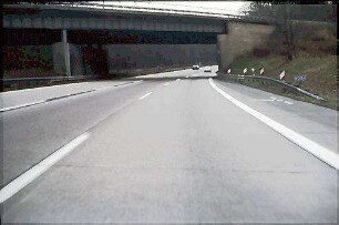Fahrbahn West (Heidelberg Richtung Basel): Brücke Süd (Halbdirekte Süd [Stuttgart Richtung Basel]) von Norden