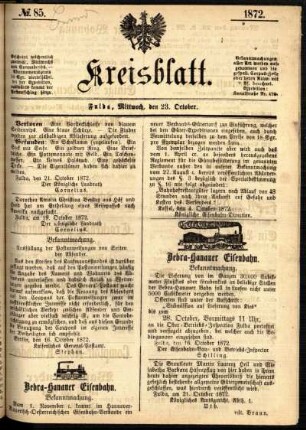 Ausgabe vom Mittwoch, den 23. Oktober 1872.