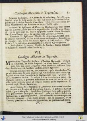Catalogus Abbatum in Tegernsee.
