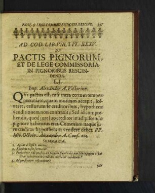 Ad Cod. Lib. VIII. TIT. XXXV. De Pactis Pignorum, Et De Lege ...