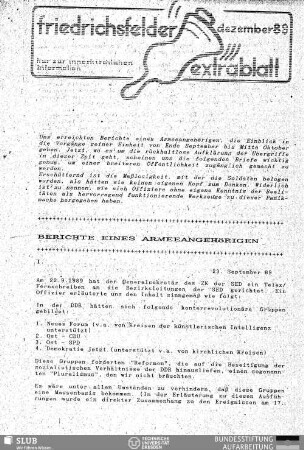 [19]89,Dez.: Friedrichsfelder Extrablatt