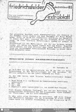 [19]89,Dez.: Friedrichsfelder Extrablatt
