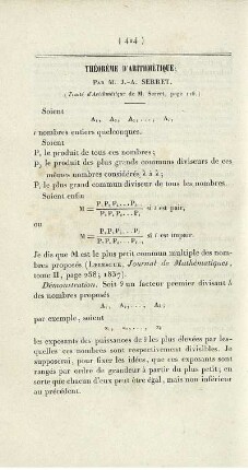 Théorème d´arithmétique.