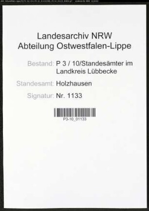 Sterberegister Standesamt Holzhausen