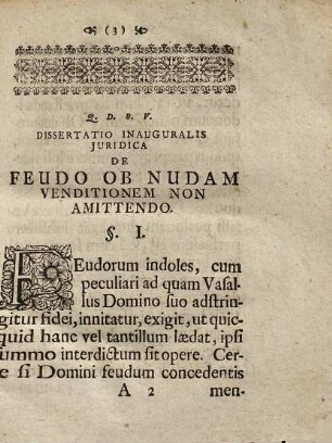 Dissertatio Inavgvralis Jvridica De Feudo Ob Nudam Venditionem Non Amittendo