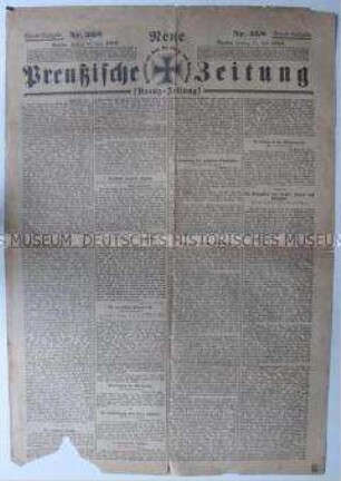 Abendausgabe der "Neuen Preußischen Zeitung" ("Kreuz-Zeitung") mit aktuellen Kriegsmeldungen und -berichten