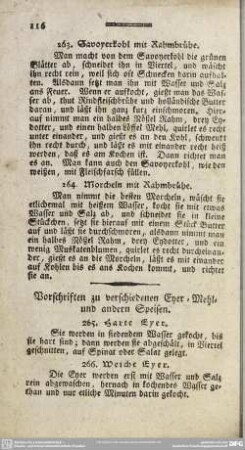 Vorschriften zu verschiedenen Eyer-, Mehl- und andern Speisen