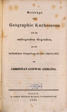 Beiträge zur Geographie Kurhessens und der umliegenden Gegend
