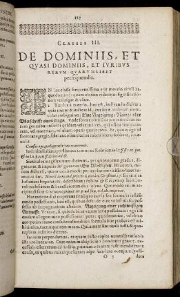 Classis III. De Dominiis, Et Quasi Dominiis, Et Iuribus Rerum Quarumlibet persequendis.