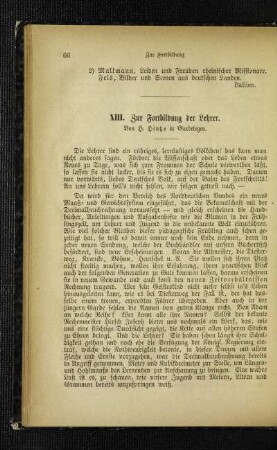 Zur Fortbildung der Lehrer