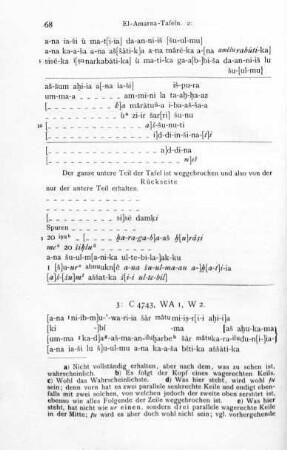 68-71, 3. Kadašman-Ḫarbe an Amenophis III., Nr. 2 (C 4743, WA 1, WA 2)