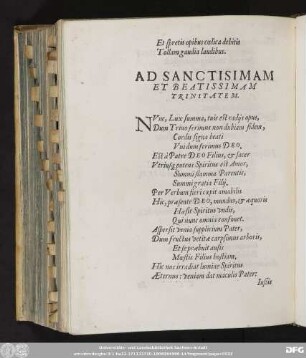 Ad Sanctisimam Et Beatissimam Trinitatem.
