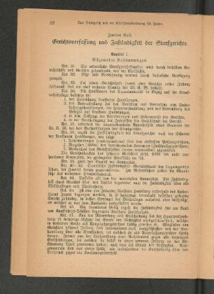 Zweites Buch. Gerichtsverfassung und die Zuständigkeit der Strafgerichte.