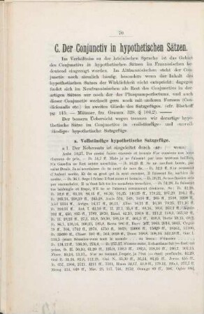 C. Der Conjunctiv in hypothetischen Sätzen.