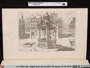 [Ein Ziehbrunnen mit Straßenansicht].
