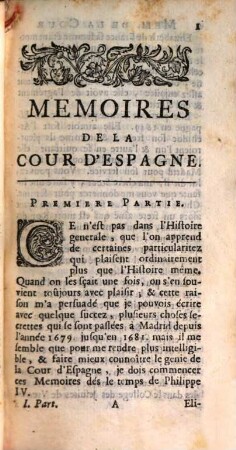 Memoires De La Cour D'Espagne. 1