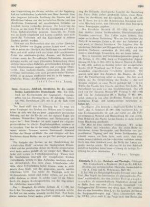 297-298 [Rezension] Kirchliches Jahrbuch für die evangelischenLandeskirchen Deutschlands ; 59.1932