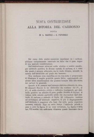 Nuova Contribuzione Alla Istoria Del Carbonio