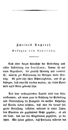 Zweites Capitel - Gränzen von Louisiana.