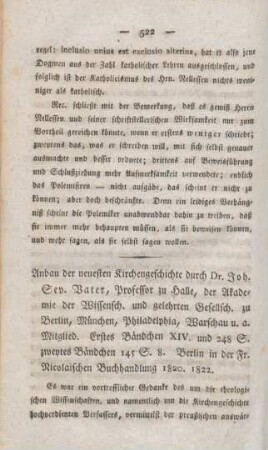 522-537 [Rezension] Vater, Johann Severin, Anbau der neuesten Kirchengeschichte