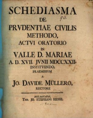 Schediasma de prudentiae civilis methodo