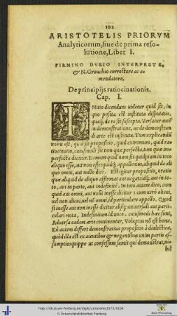 Aristotelis Priorum Analyticorum Firmino Durio Interprete