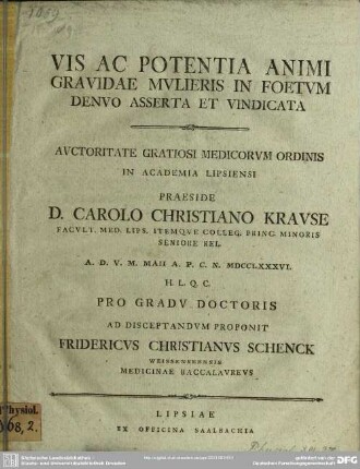 Vis Ac Potentia Animi Gravidae Mulieris In Foetum Denuo Asserta Et Vindicata