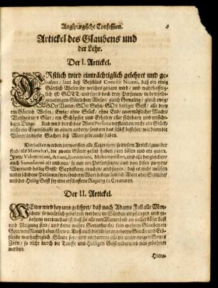 Augspurgische Confession. Artickel des Glaubens und der Lehr