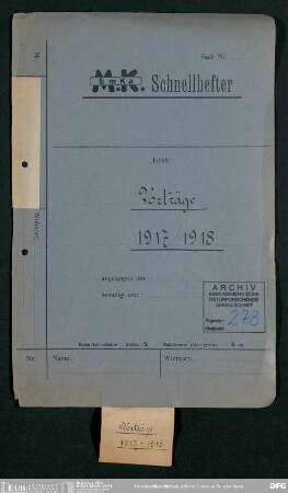 Vortragsveranstaltungen der Senckenbergischen Naturforschenden Gesellschaft im Winterhalbjahr 1917/18