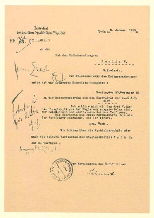 Schreiben, betrifft Austritt aus der Regierung.