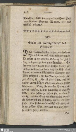 XIX. Etwas zur Naturgeschichte des Skorpions
