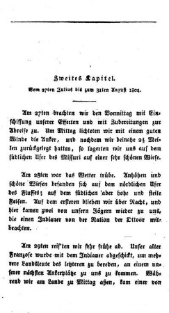 Zweites Kapitel: Vom 27sten Julius bis zum 31sten August 1804.